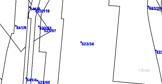Parcela st. 523/34 v KÚ Horní Lhota u Blanska, Katastrální mapa