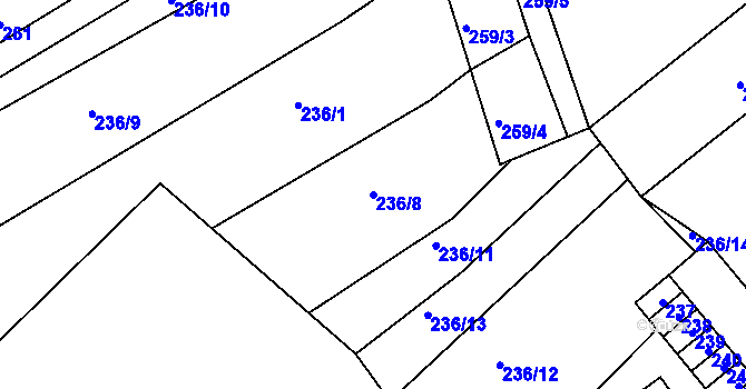 Parcela st. 236/8 v KÚ Horní Lhota u Blanska, Katastrální mapa
