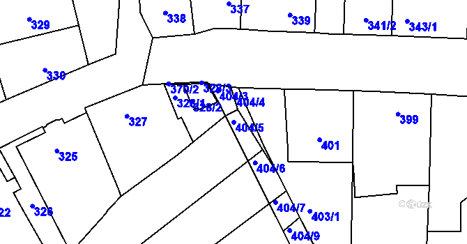 Parcela st. 404/5 v KÚ Horní Lhota u Blanska, Katastrální mapa
