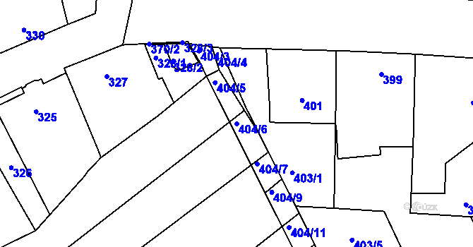 Parcela st. 404/6 v KÚ Horní Lhota u Blanska, Katastrální mapa