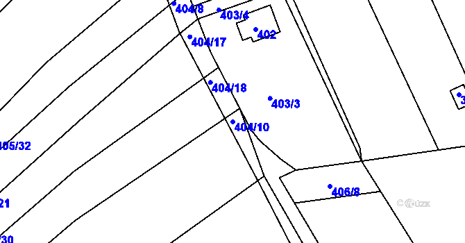 Parcela st. 404/10 v KÚ Horní Lhota u Blanska, Katastrální mapa