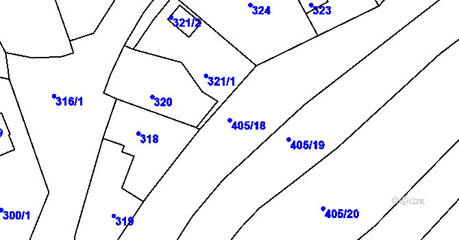 Parcela st. 405/18 v KÚ Horní Lhota u Blanska, Katastrální mapa