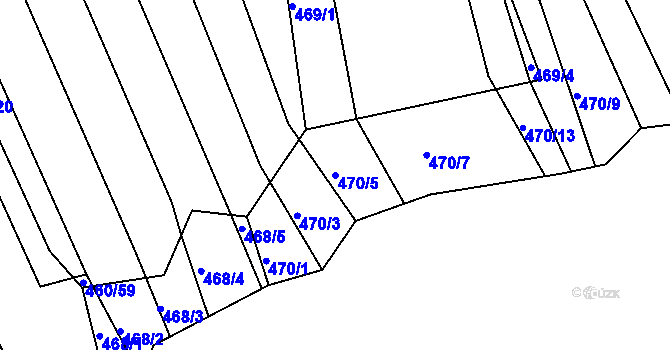 Parcela st. 470/5 v KÚ Horní Lhota u Blanska, Katastrální mapa