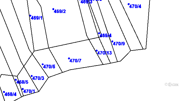 Parcela st. 470/13 v KÚ Horní Lhota u Blanska, Katastrální mapa