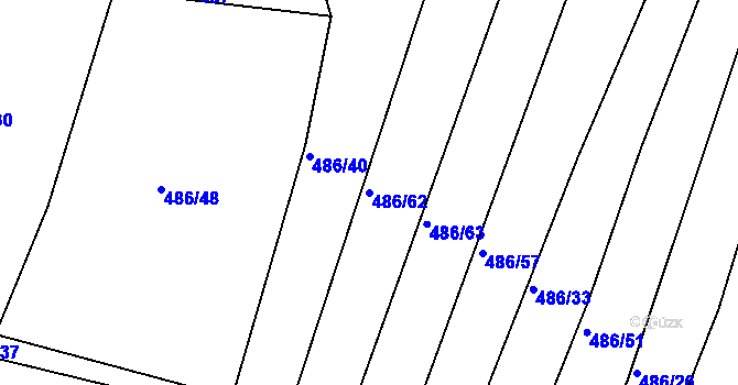 Parcela st. 486/62 v KÚ Horní Lhota u Blanska, Katastrální mapa