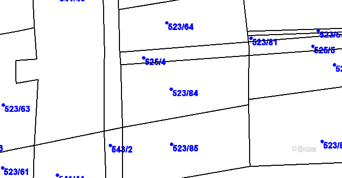 Parcela st. 523/84 v KÚ Horní Lhota u Blanska, Katastrální mapa