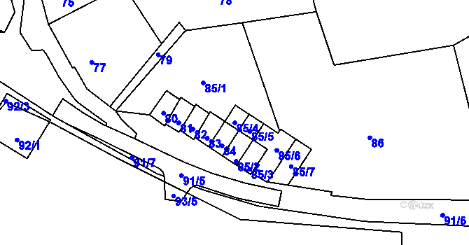 Parcela st. 85/4 v KÚ Horní Lhota u Blanska, Katastrální mapa