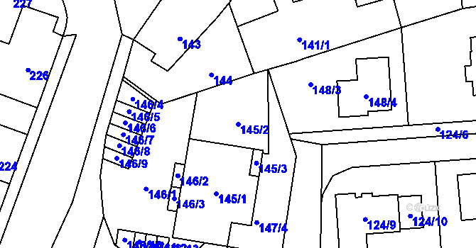 Parcela st. 145/2 v KÚ Horní Lhota u Blanska, Katastrální mapa