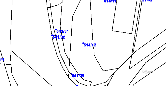 Parcela st. 514/12 v KÚ Horní Lhota u Blanska, Katastrální mapa