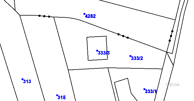 Parcela st. 333/3 v KÚ Horní Lhota u Blanska, Katastrální mapa
