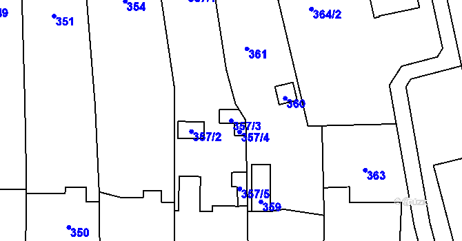 Parcela st. 357/3 v KÚ Horní Lhota u Blanska, Katastrální mapa