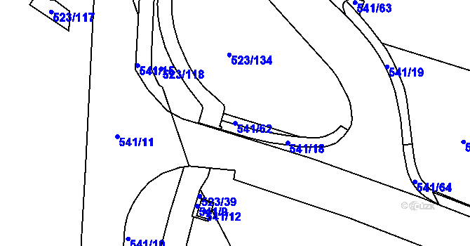 Parcela st. 541/62 v KÚ Horní Lhota u Blanska, Katastrální mapa