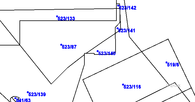 Parcela st. 523/140 v KÚ Horní Lhota u Blanska, Katastrální mapa