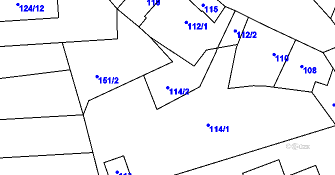 Parcela st. 114/2 v KÚ Horní Lhota u Blanska, Katastrální mapa