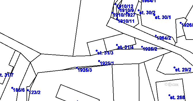 Parcela st. 31/3 v KÚ Horní Lhota u Luhačovic, Katastrální mapa