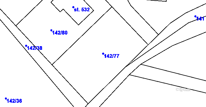Parcela st. 142/77 v KÚ Horní Lhota u Ostravy, Katastrální mapa