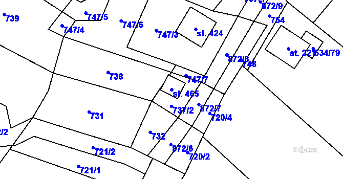 Parcela st. 465 v KÚ Horní Lhota u Ostravy, Katastrální mapa
