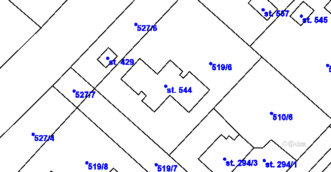 Parcela st. 544 v KÚ Horní Lhota u Ostravy, Katastrální mapa
