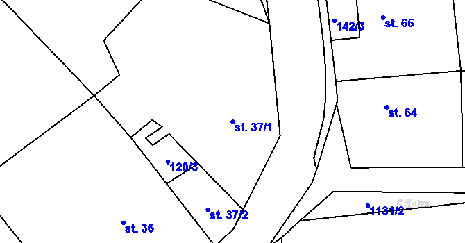 Parcela st. 37/1 v KÚ Horní Lhota u Ostravy, Katastrální mapa