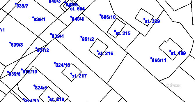 Parcela st. 216 v KÚ Horní Lhota u Ostravy, Katastrální mapa