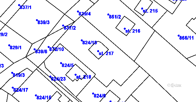 Parcela st. 217 v KÚ Horní Lhota u Ostravy, Katastrální mapa