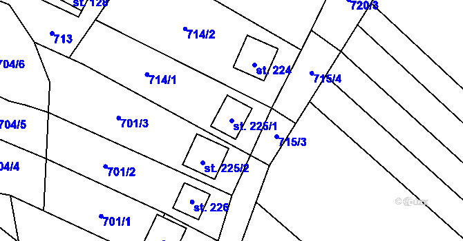 Parcela st. 225/1 v KÚ Horní Lhota u Ostravy, Katastrální mapa