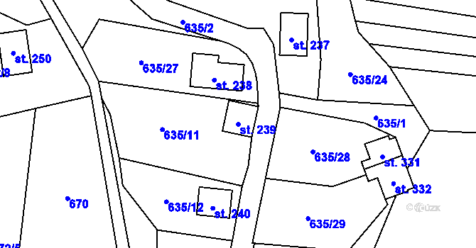Parcela st. 239 v KÚ Horní Lhota u Ostravy, Katastrální mapa