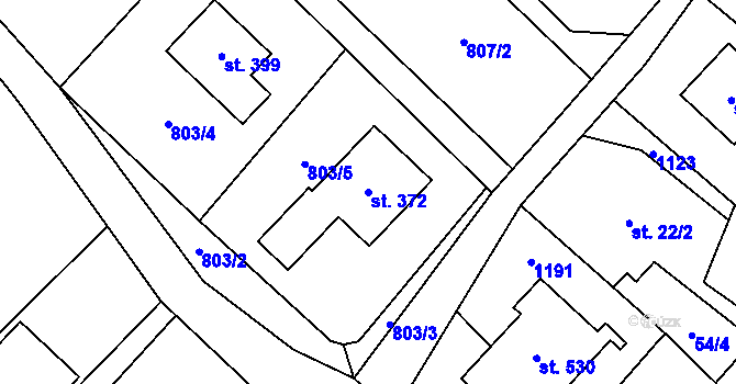 Parcela st. 372 v KÚ Horní Lhota u Ostravy, Katastrální mapa
