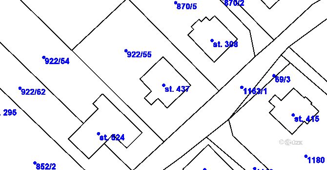 Parcela st. 437 v KÚ Horní Lhota u Ostravy, Katastrální mapa