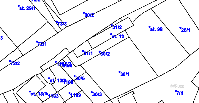Parcela st. 30/2 v KÚ Horní Lhota u Ostravy, Katastrální mapa