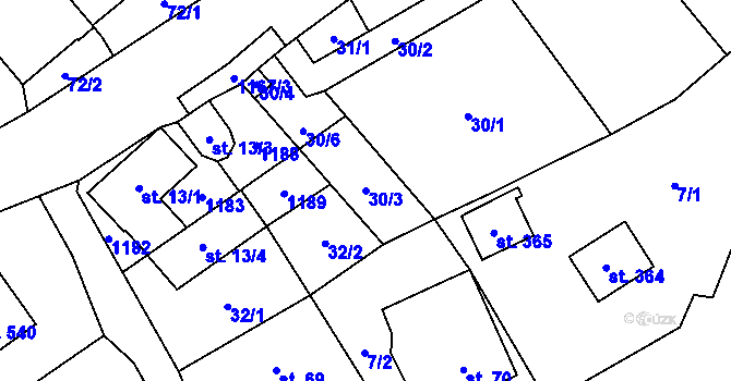 Parcela st. 30/3 v KÚ Horní Lhota u Ostravy, Katastrální mapa