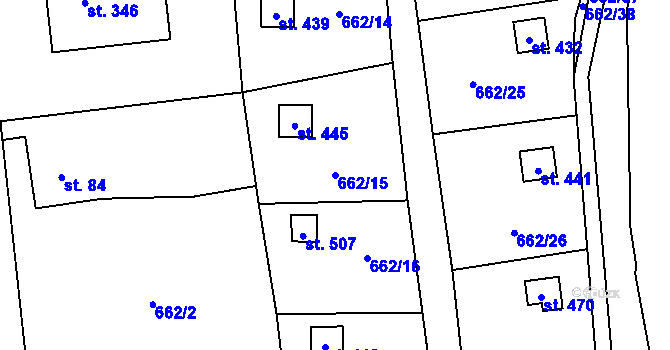 Parcela st. 662/15 v KÚ Horní Lhota u Ostravy, Katastrální mapa