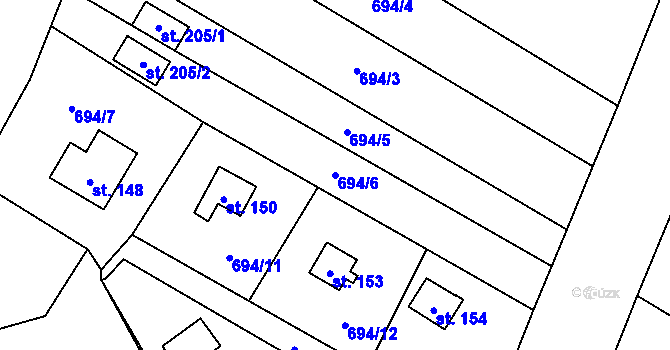 Parcela st. 694/6 v KÚ Horní Lhota u Ostravy, Katastrální mapa