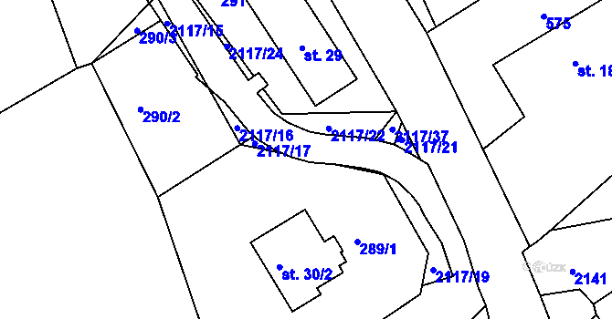 Parcela st. 2117/18 v KÚ Horní Libchava, Katastrální mapa