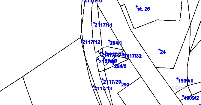 Parcela st. 2117/31 v KÚ Horní Libchava, Katastrální mapa