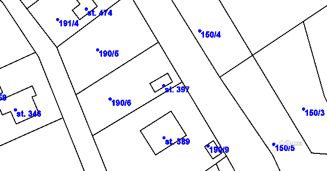 Parcela st. 397 v KÚ Horní Libchava, Katastrální mapa