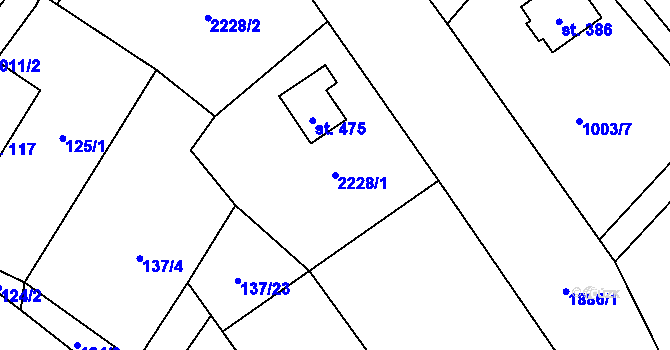 Parcela st. 2228/1 v KÚ Horní Libchava, Katastrální mapa