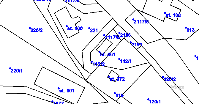 Parcela st. 461 v KÚ Horní Libchava, Katastrální mapa
