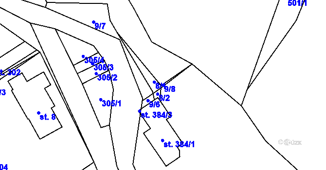 Parcela st. 9/8 v KÚ Horní Libchava, Katastrální mapa