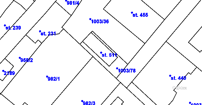 Parcela st. 511 v KÚ Horní Libchava, Katastrální mapa