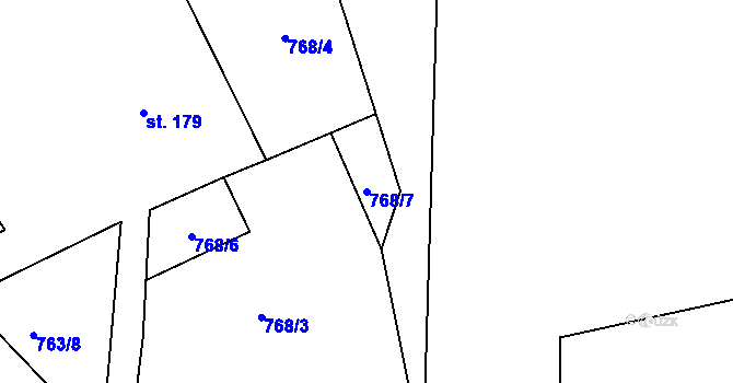 Parcela st. 768/7 v KÚ Horní Libchava, Katastrální mapa