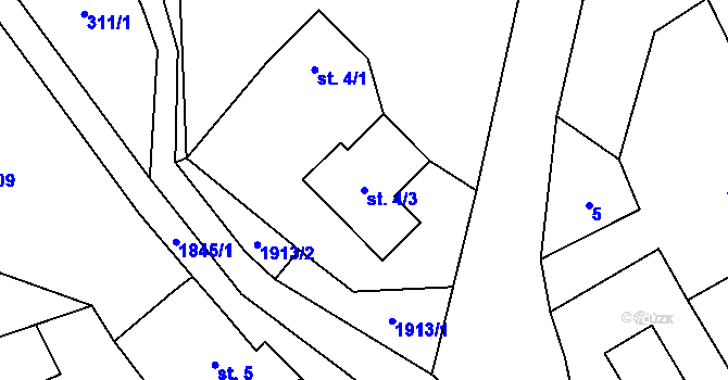 Parcela st. 4/3 v KÚ Horní Libchava, Katastrální mapa