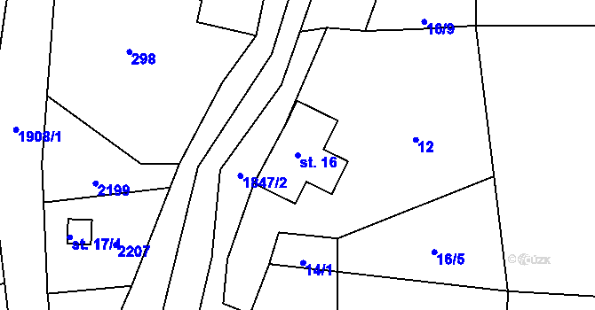 Parcela st. 16 v KÚ Horní Libchava, Katastrální mapa