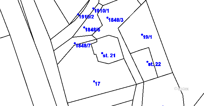 Parcela st. 21 v KÚ Horní Libchava, Katastrální mapa