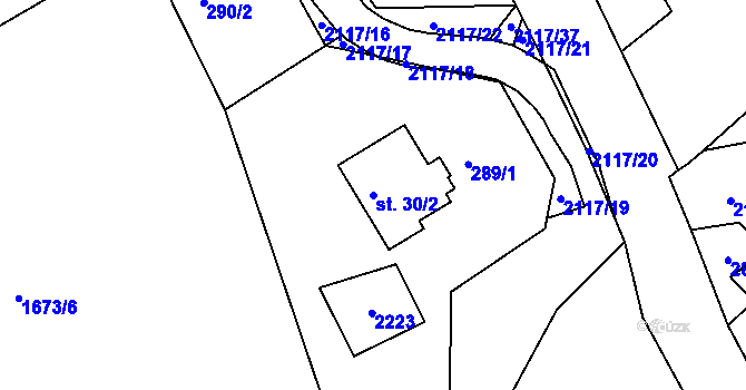 Parcela st. 30/2 v KÚ Horní Libchava, Katastrální mapa