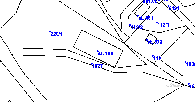 Parcela st. 101 v KÚ Horní Libchava, Katastrální mapa
