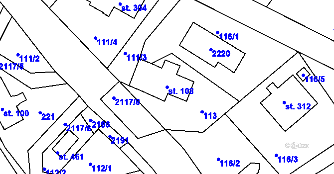 Parcela st. 108 v KÚ Horní Libchava, Katastrální mapa