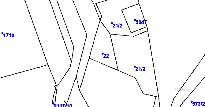 Parcela st. 22 v KÚ Horní Libchava, Katastrální mapa