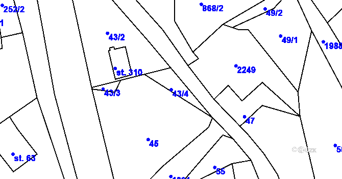 Parcela st. 43/4 v KÚ Horní Libchava, Katastrální mapa
