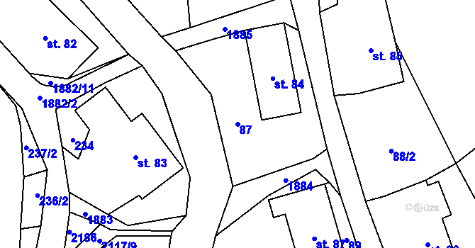 Parcela st. 87 v KÚ Horní Libchava, Katastrální mapa
